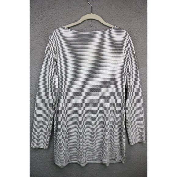 J.Jill Wearable Long Sleeve Striped Slinky Long Tunic Top-Size Medium-Side Slits - Picture 9 of 11